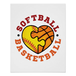 Softball Basketball Heart Poster