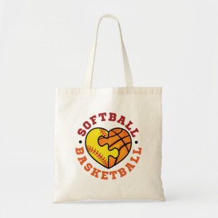 Softball Basketball Heart Tote Bag