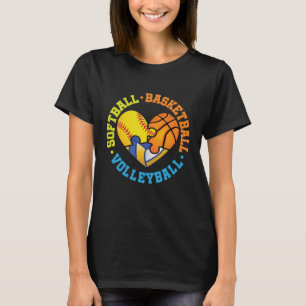 Softball Basketball Volleyball Heart T-Shirt