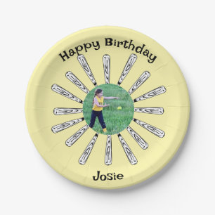 Softball Bat Flower Paper Plate