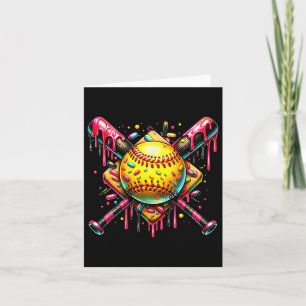 Softball Bat Ice Cream Dripping With Sprinkles  Card
