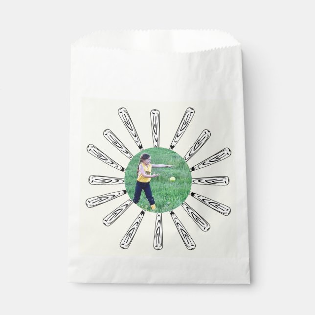 Softball Bat Photo Flower Favour Bag (Front)