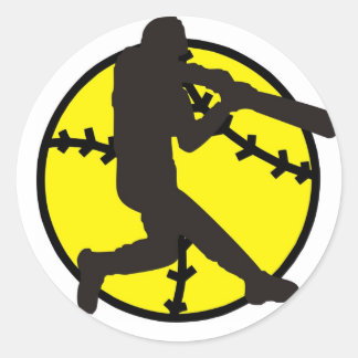 softball batter classic round sticker