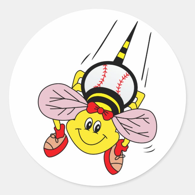 Softball Bee Classic Round Sticker (Front)