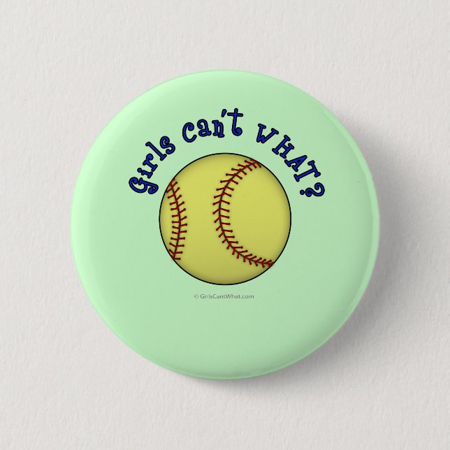 Softball-Blue 2 Inch Round Button (Front)