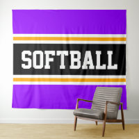 SOFTBALL Bright Purple Black Orange Racing Stripes