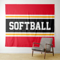 SOFTBALL Bright Red Black Orange Racing Stripes