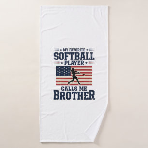 Softball Brother Patriotic Vintage Engraving Shirt Bath Towel