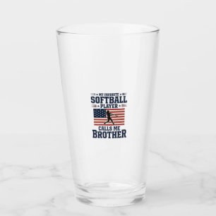 Softball Brother Patriotic Vintage Engraving Shirt Glass