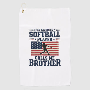Softball Brother Patriotic Vintage Engraving Shirt Golf Towel