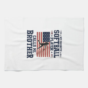 Softball Brother Patriotic Vintage Engraving Shirt Kitchen Towel