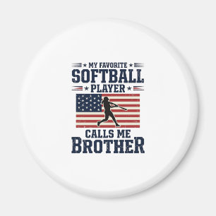 Softball Brother Patriotic Vintage Engraving Shirt Magnet