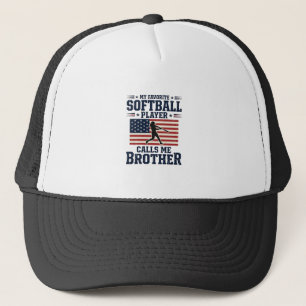 Softball Brother Patriotic Vintage Engraving Shirt Trucker Hat