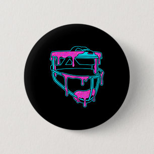 Softball Catcher Drip Ice Cream Mask Sprinkles Gam 2 Inch Round Button