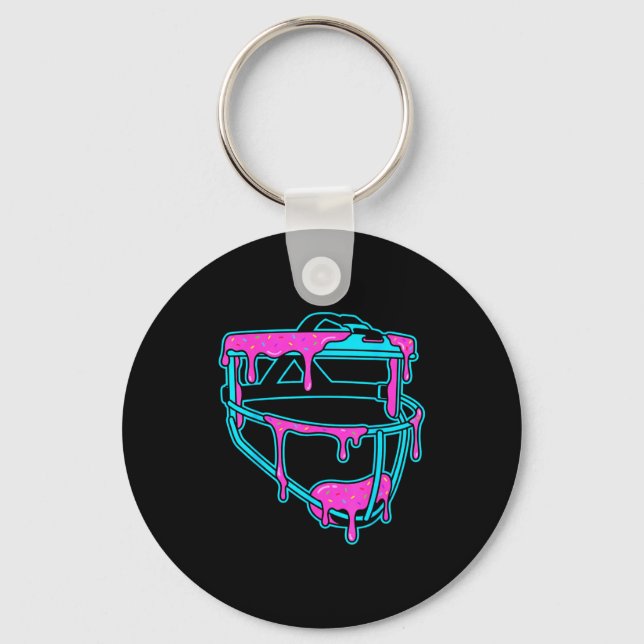 Softball Catcher Drip Ice Cream Mask Sprinkles Gam Keychain (Front)