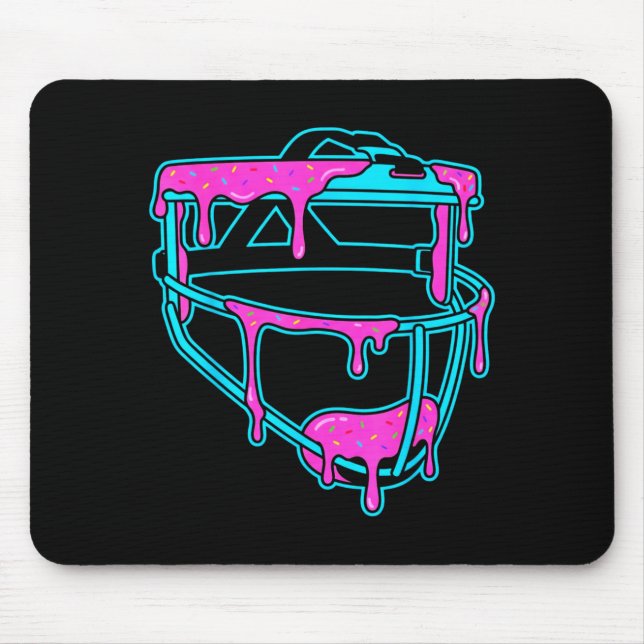 Softball Catcher Drip Ice Cream Mask Sprinkles Gam Mouse Pad (Front)