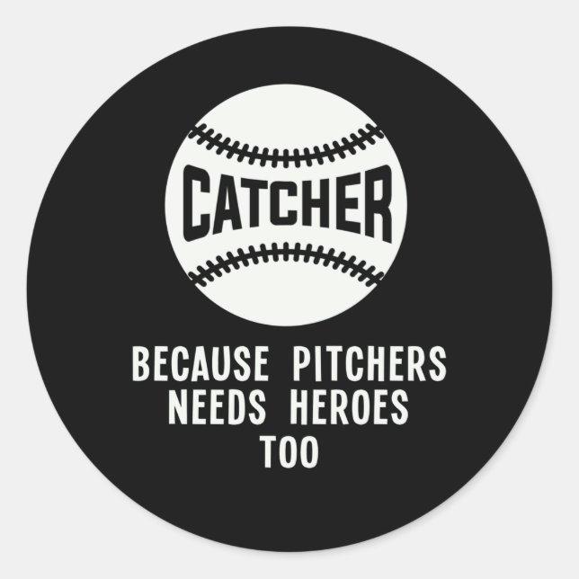 Softball Catcher Kids Funny Baseball Player Joke Classic Round Sticker (Front)