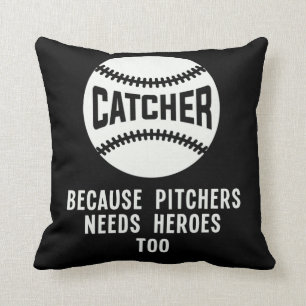 Softball Catcher Kids Funny Baseball Player Joke Throw Pillow