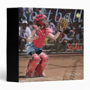 Softball Catcher with players name Binder