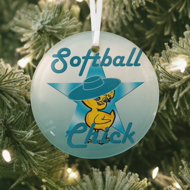 Softball Chick #7 Glass Ornament (Insitu)