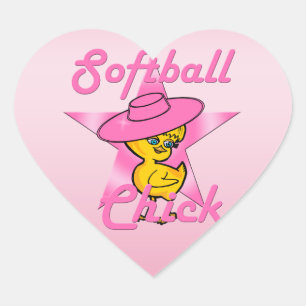 Softball Chick #8 Heart Sticker