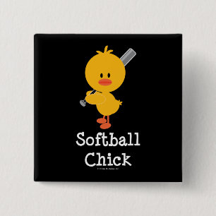 Softball Chick Button