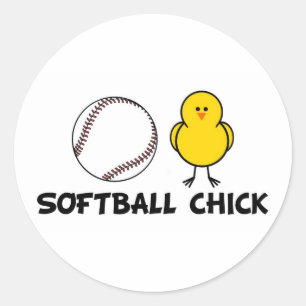 Softball Chick Classic Round Sticker