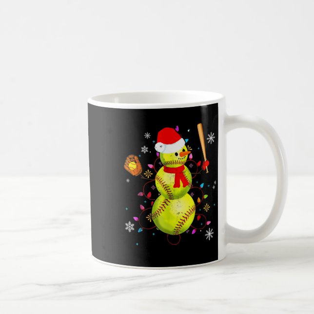 Softball Christmas Funny Softball Snowman Xmas  Coffee Mug (Right)