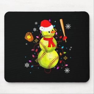 Softball Christmas Funny Softball Snowman Xmas  Mouse Pad