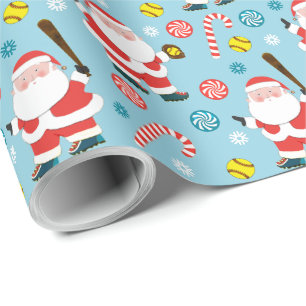 Softball Christmas Gift Wrapping Paper