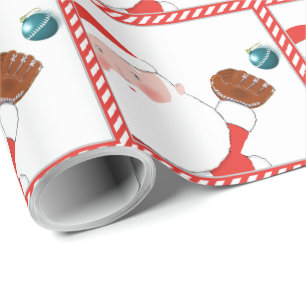 Softball Christmas Gift Wrapping Paper