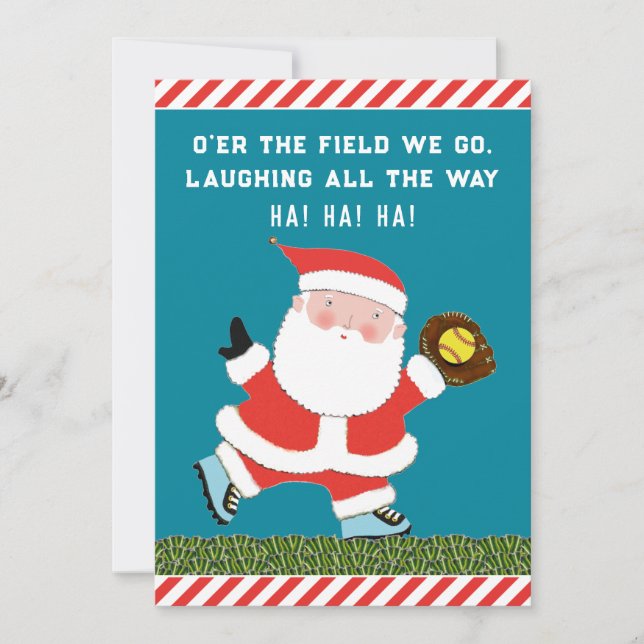 Softball Christmas Holiday Humour Cards (Front)