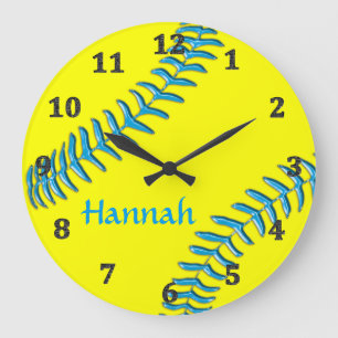 Softball Clocks Your NAME, Background, Text COLORS