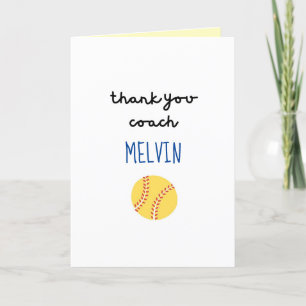Softball Coach Appreciation Card, Thank You Card