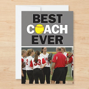 Softball Coach Best Ever Custom Photo Thank You Card