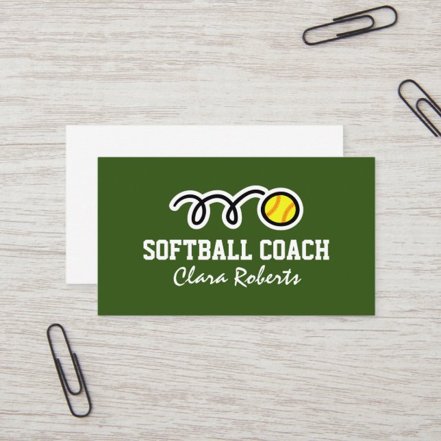 Softball coach business card template (Front/Back In Situ)