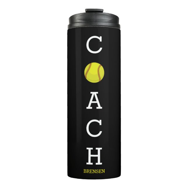 Softball Coach Custom Name Thermal Tumbler (Front)