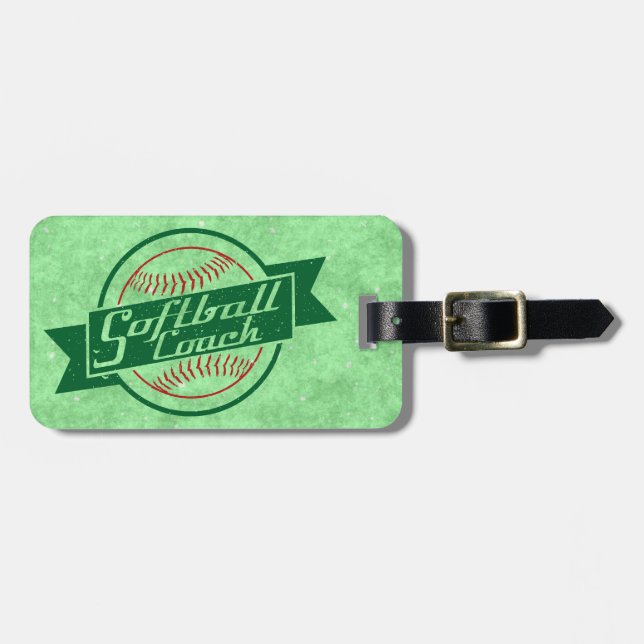 Softball Coach Customizable Luggage Tag (Front Horizontal)