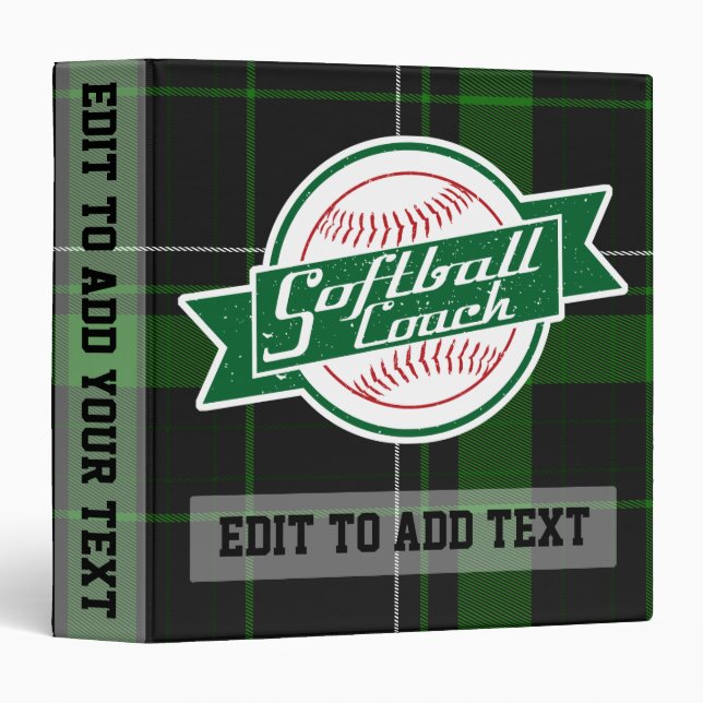 Softball Coach Customizable Vinyl Binder (Front/Spine)