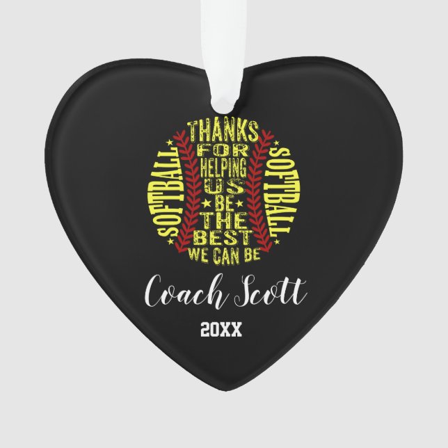 Softball Coach équipe cadeau ornement de Noël (devant)