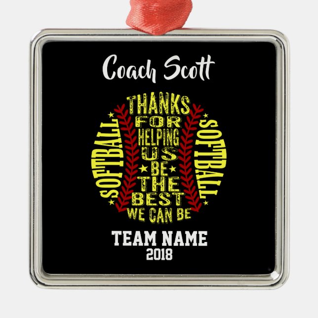 Softball coach GIFT  PERSONALIZED ornament (Front)