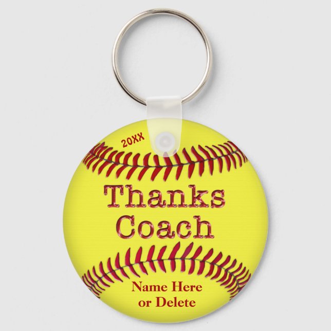 Softball Coach Gifts Ideas with NAME and YEAR Keychain (Front)