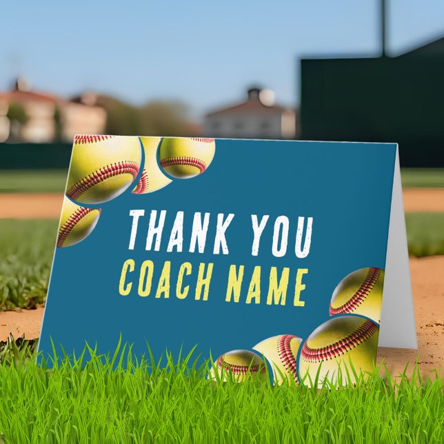 Softball Coach Name  Thank You Card (Creator Uploaded)
