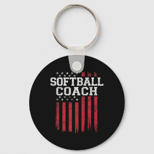 Softball Coach Proud American Flag Usa Patriot Pat Keychain