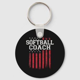 Softball Coach Proud American Flag Usa Patriot Pat Keychain