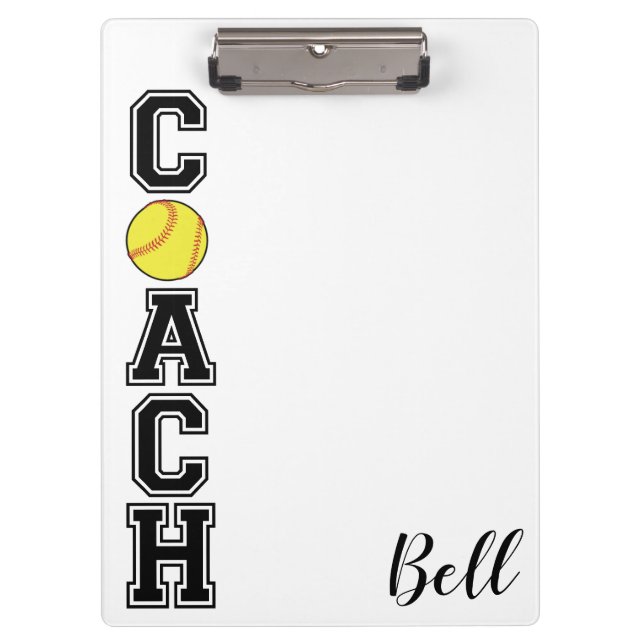 Softball coach sports team thank you gift  clipboard (Front)