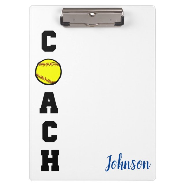 Softball coach thank you gift clipboard clip board (Front)