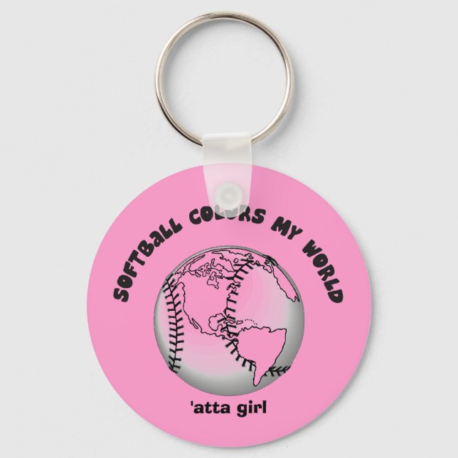 Softball Colours my World Keychain (Front)