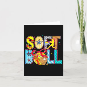 Softball Coquette Bow Game Day Baseball Fan Cheer Card