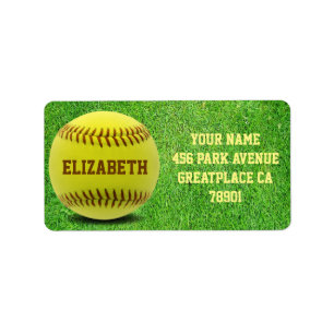 Softball Custom Ball Address Label